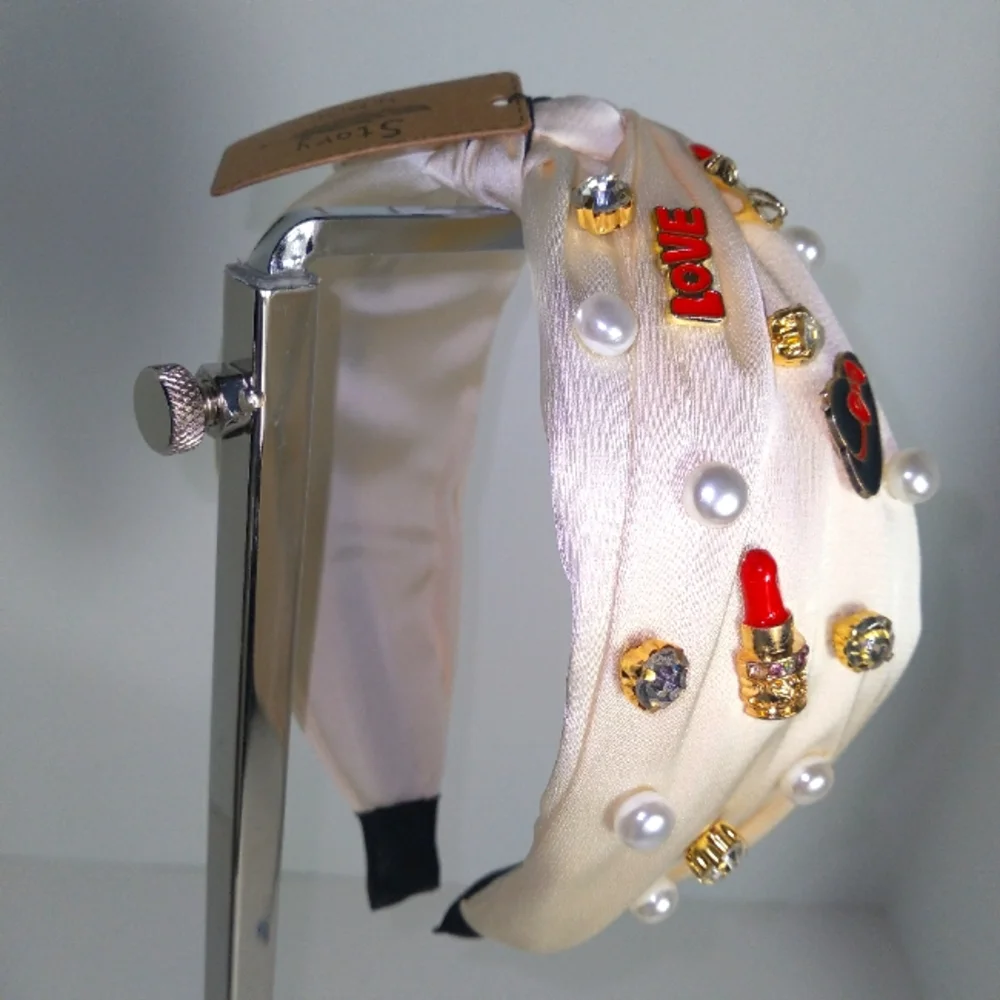 Embellished Lover Of Shoes & Fashion Cream Headband